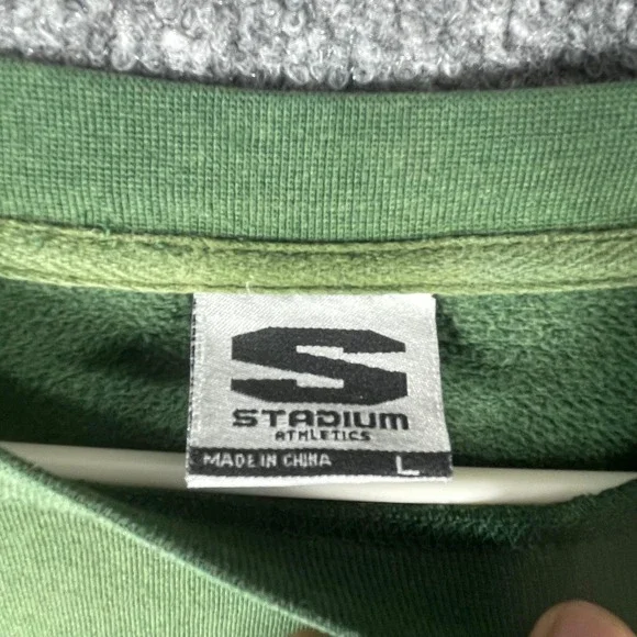 VTG Michigan State Spartans Sweatshirt Mens large Green Embrodiered Faded Y2K - Picture 2 of 13